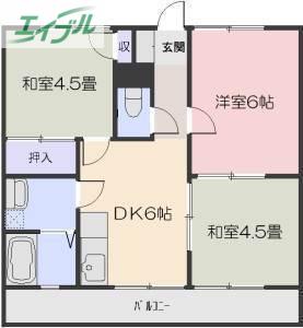 ビレッジ八浜(3DK/1階)の間取り写真