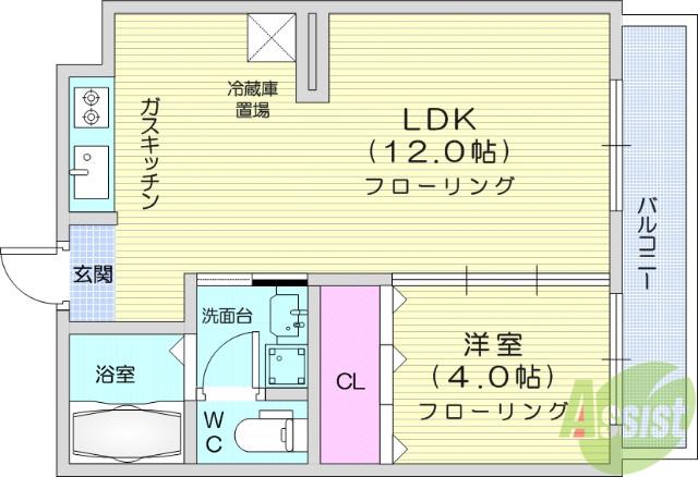 グランデール水の森公園(1LDK/4階)の間取り写真