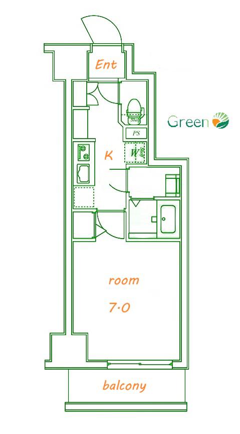 LIME RESIDENCE HIRATSUKA ウエスト(1K/7階)の間取り写真