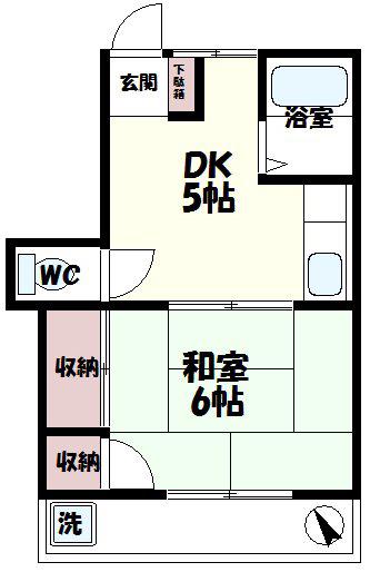 鈴木コーポ(1DK/2階)の間取り写真
