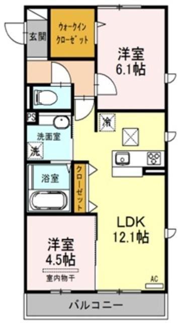 プレジオII(2LDK/1階)の間取り写真