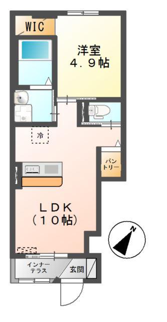 ベルヴィ鹿山(1LDK/1階)の間取り写真