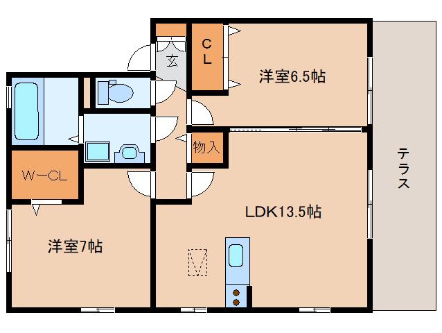 リビングタウン四条大路 A棟(2LDK/1階)の間取り写真