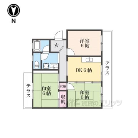 丹南四季の森ハイツ(3DK/2階)の間取り写真