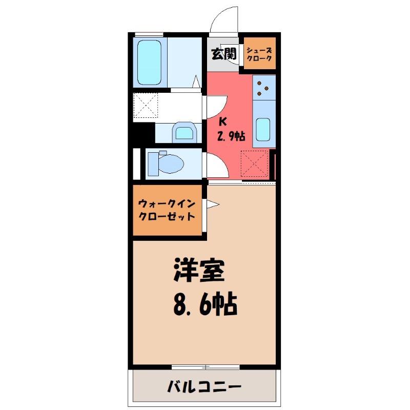 ジュール・シャン(1K/2階)の間取り写真