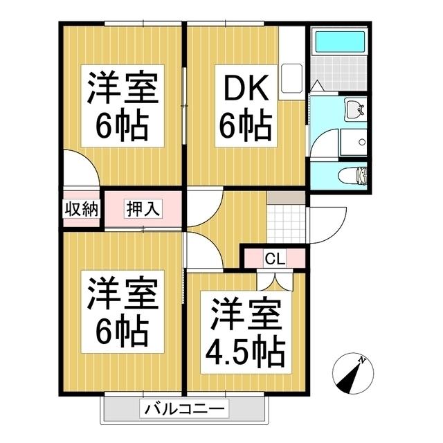フレグランスA&B(3DK/2階)の間取り写真