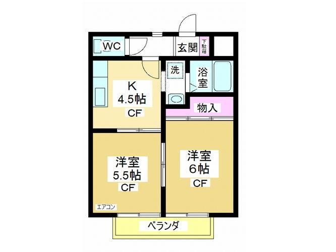 エスペランサ(2K/1階)の間取り写真