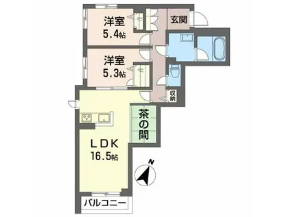 SHAMAISON SANYO(2LDK/2階)の間取り写真