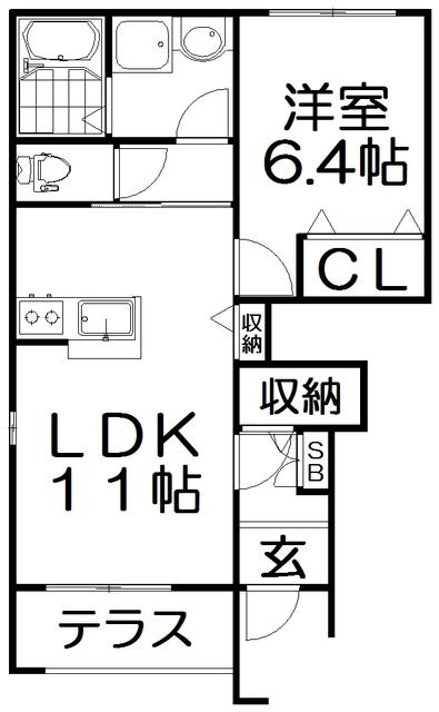 リバーアリエッタ彩(1LDK/1階)の間取り写真