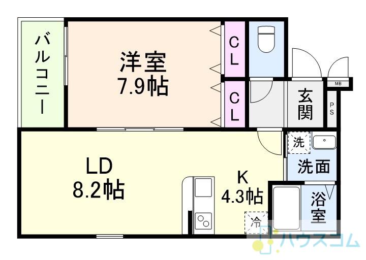 フジパレス戸伏(1LDK/2階)の間取り写真