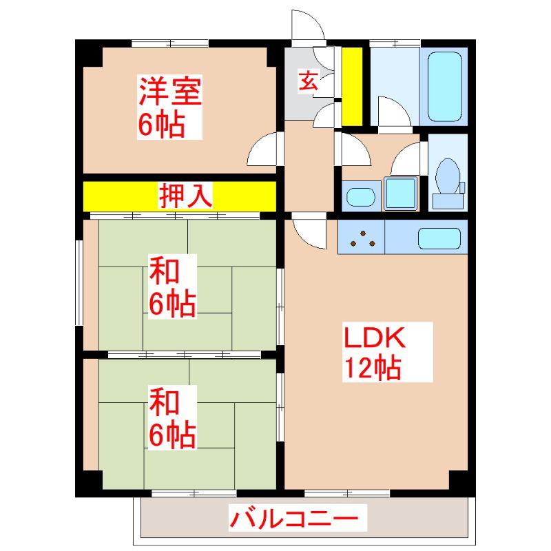 永田ビル(3LDK/3階)の間取り写真