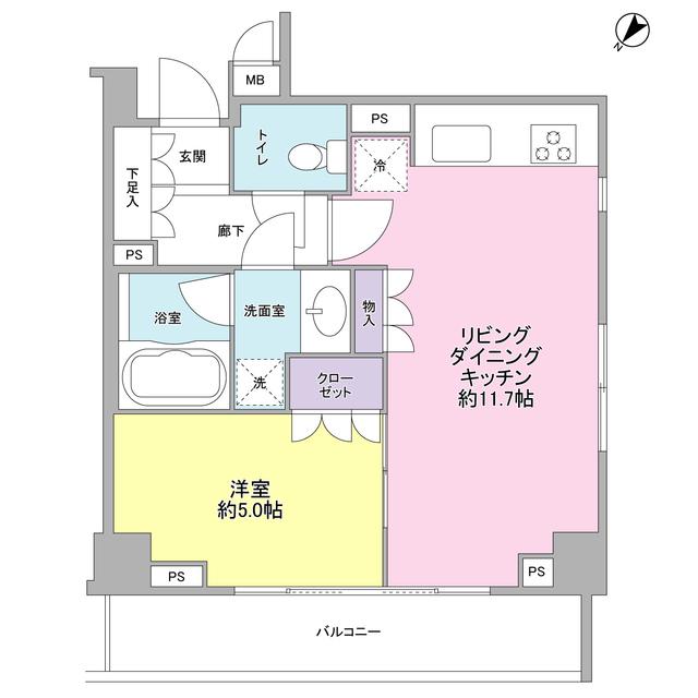 サンピエス根津(1LDK/3階)の間取り写真