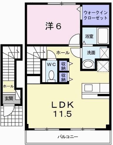 モーニンググローブ(1LDK/2階)の間取り写真