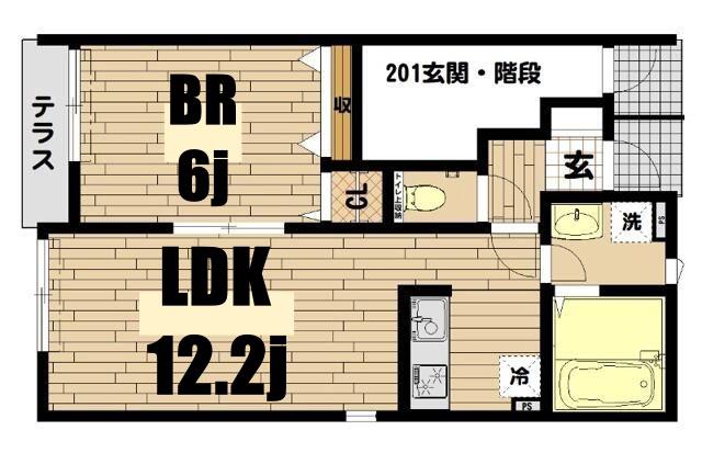 サンウッド横濱浦島丘(1LDK/1階)の間取り写真