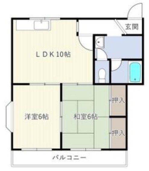 ビートル山本北E棟(2LDK/1階)の間取り写真