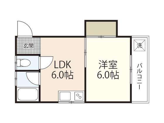武田ビル(1DK/3階)の間取り写真