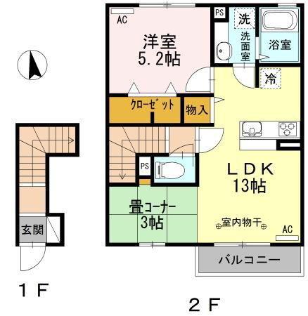ＪＲ中央線 東小金井駅 徒歩16分 2階建 築11年(1LDK/2階)の間取り写真