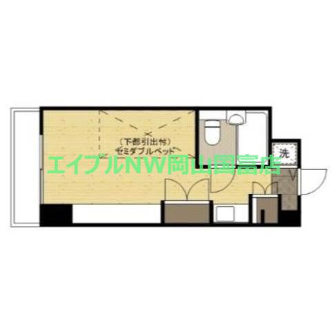 アルファコンフォート岡山(ワンルーム/6階)の間取り写真