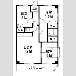 ユートピア魚住(3LDK/4階)の間取り写真