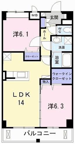 ヴァルスヴァルド(2LDK/7階)の間取り写真