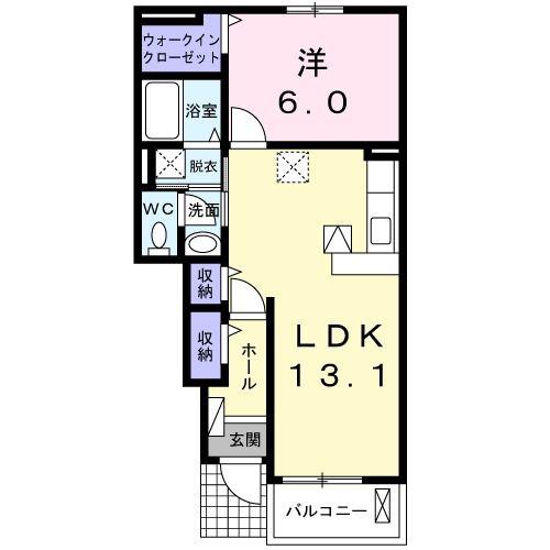 ビリーヴD(1LDK/1階)の間取り写真