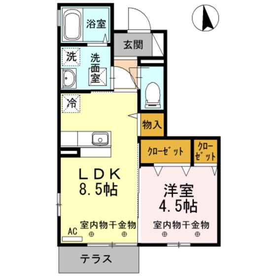 セジュール・エーA(1LDK/1階)の間取り写真
