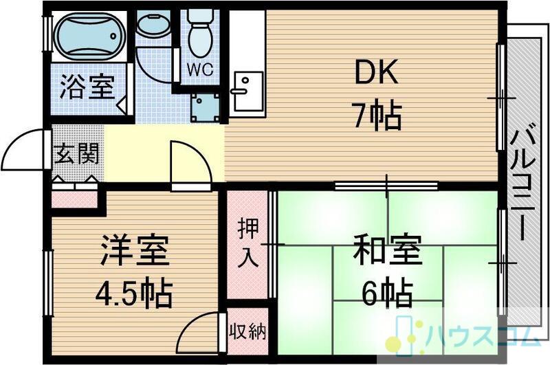 サンシティ西田(2DK/1階)の間取り写真