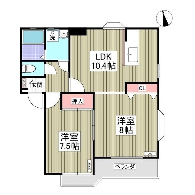 ピュアハイツ(2LDK/2階)の間取り写真