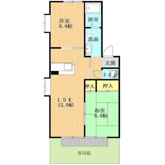 ディアス泉(2LDK/1階)の間取り写真