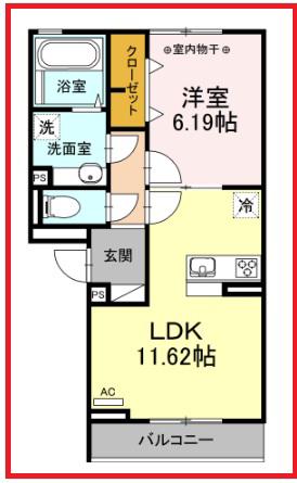 メイプルヴィレッジ(1LDK/3階)の間取り写真