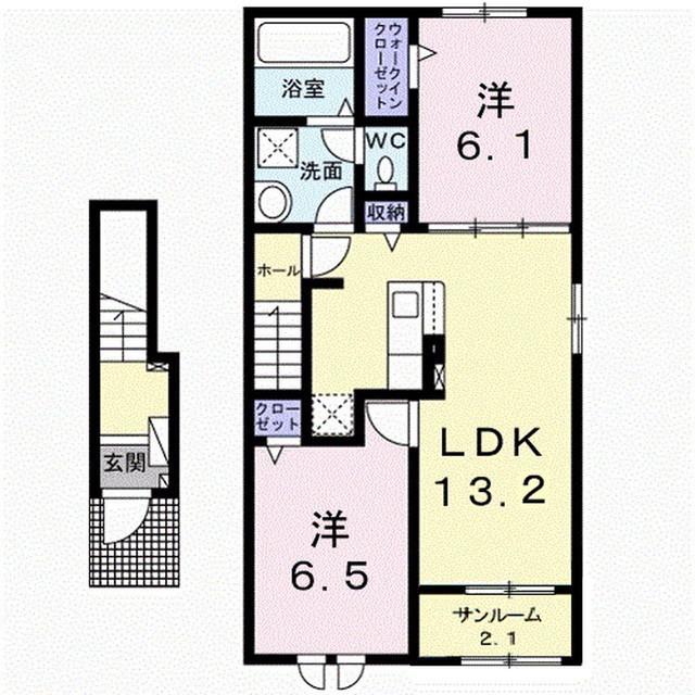 エアリーハウスG(2LDK/2階)の間取り写真