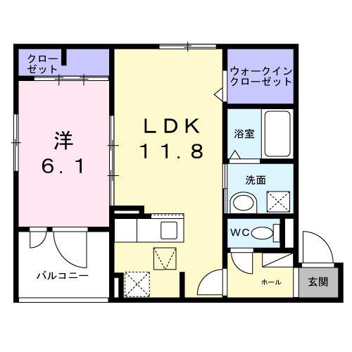 ハピネスジュエル(1LDK/1階)の間取り写真