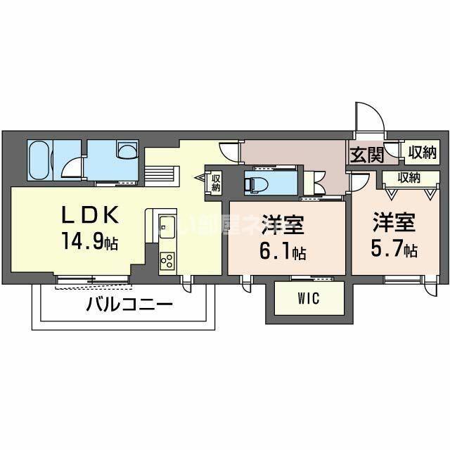 アイビー(2LDK/3階)の間取り写真