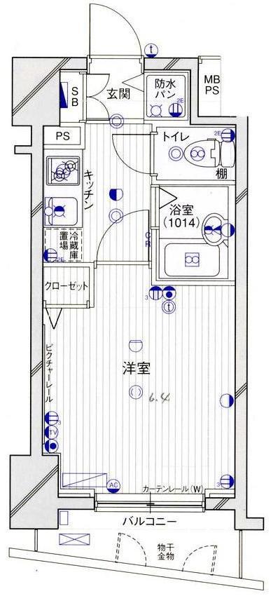 パークウェル銀座東(1K/7階)の間取り写真