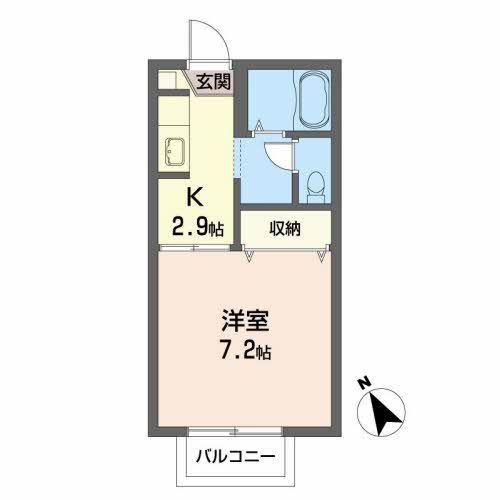 カオリーモ青山A(1K/2階)の間取り写真