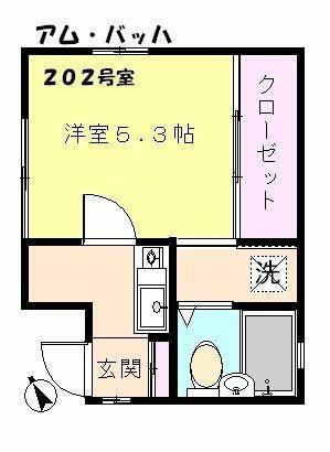 アム・バッハ(1K/2階)の間取り写真