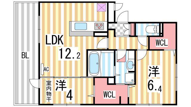 レガーロ・サイチ(2LDK/3階)の間取り写真
