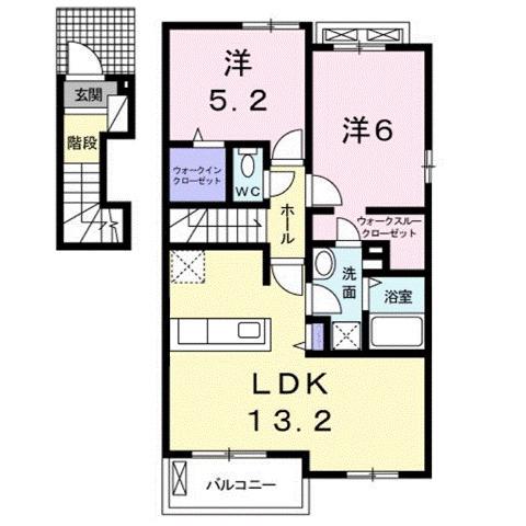 レジデンスせど川A(2LDK/2階)の間取り写真