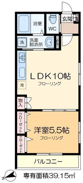 LARGO(1LDK/3階)の間取り写真