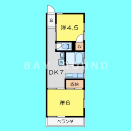 富士コーポ(2DK/1階)の間取り写真