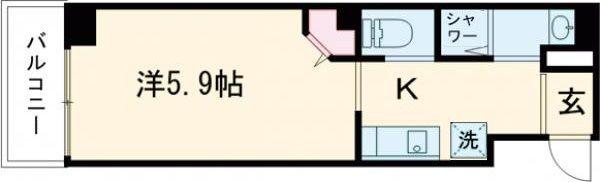 LE DOME府中(1K/2階)の間取り写真