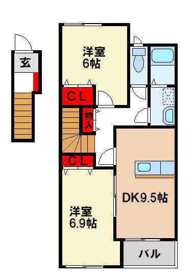 サクラーレ(2DK/2階)の間取り写真