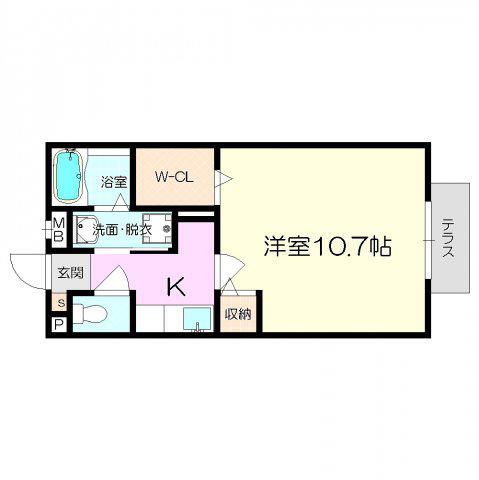 PARKイースト南塚口(1K/2階)の間取り写真