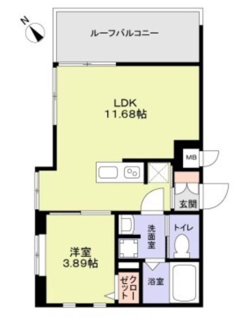 市谷台町M(1LDK/4階)の間取り写真