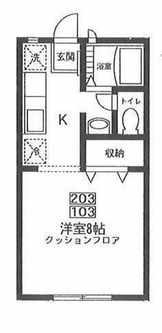 エーデルワイス(1K/1階)の間取り写真