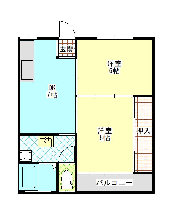 モンパルナス枝川(2DK/4階)の間取り写真