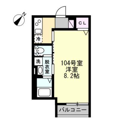ベイルームグロース桜ヶ丘(1K/1階)の間取り写真