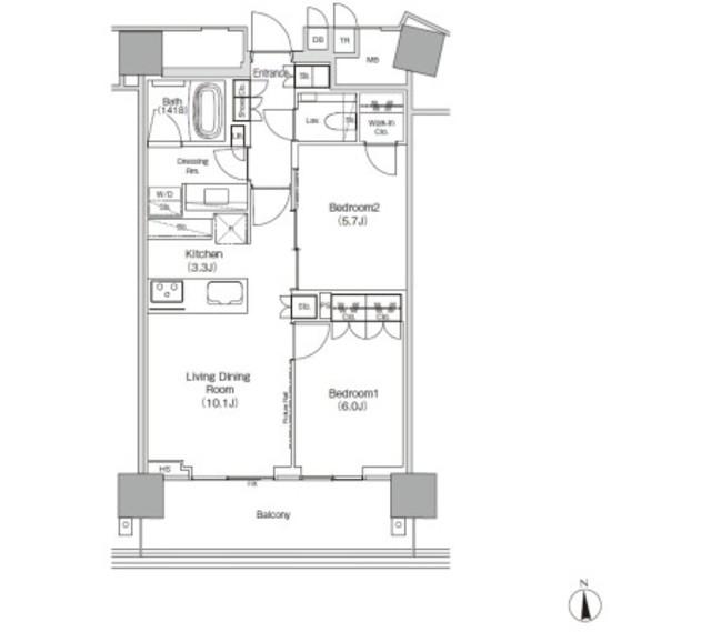 JIYUGAOKA MUSE SQUARE THE RESIDENCE(2LDK/10階)の間取り写真