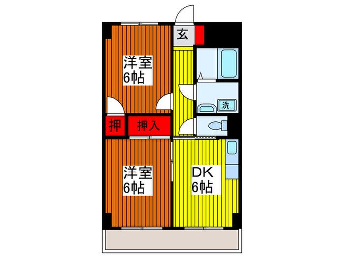 クローネ川口(2DK/5階)の間取り写真