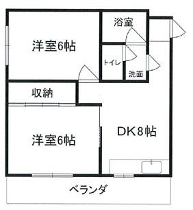 千扇白鷺(2DK/4階)の間取り写真
